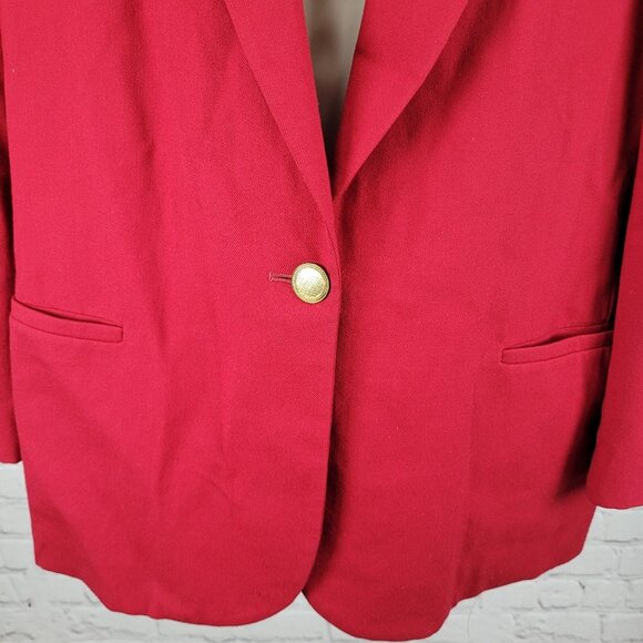 VTG Talbots Red 100% Worsted Wool Gold Button Blazer Jacket USA Made Size 16 - Picture 10 of 15